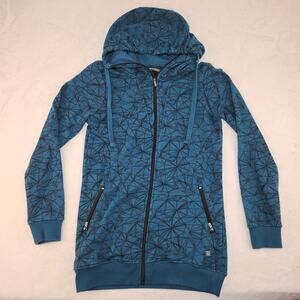 Burton Sweatshirt Womens Medium Turquoise Diamonds Geometric Hooded Hoodie